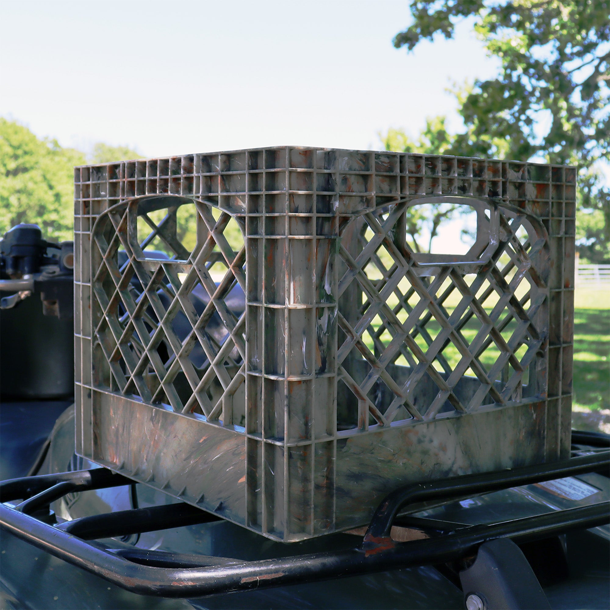 MIRAMAR Milk Crate, Stackable Plastic Storage with Handles, 16 Qt, Camo, 2 Pack