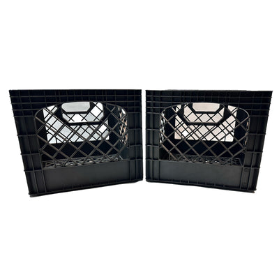MIRAMAR Milk Crate, Stackable Plastic Storage with Handles, 16 Qt, Black, 4 Pack