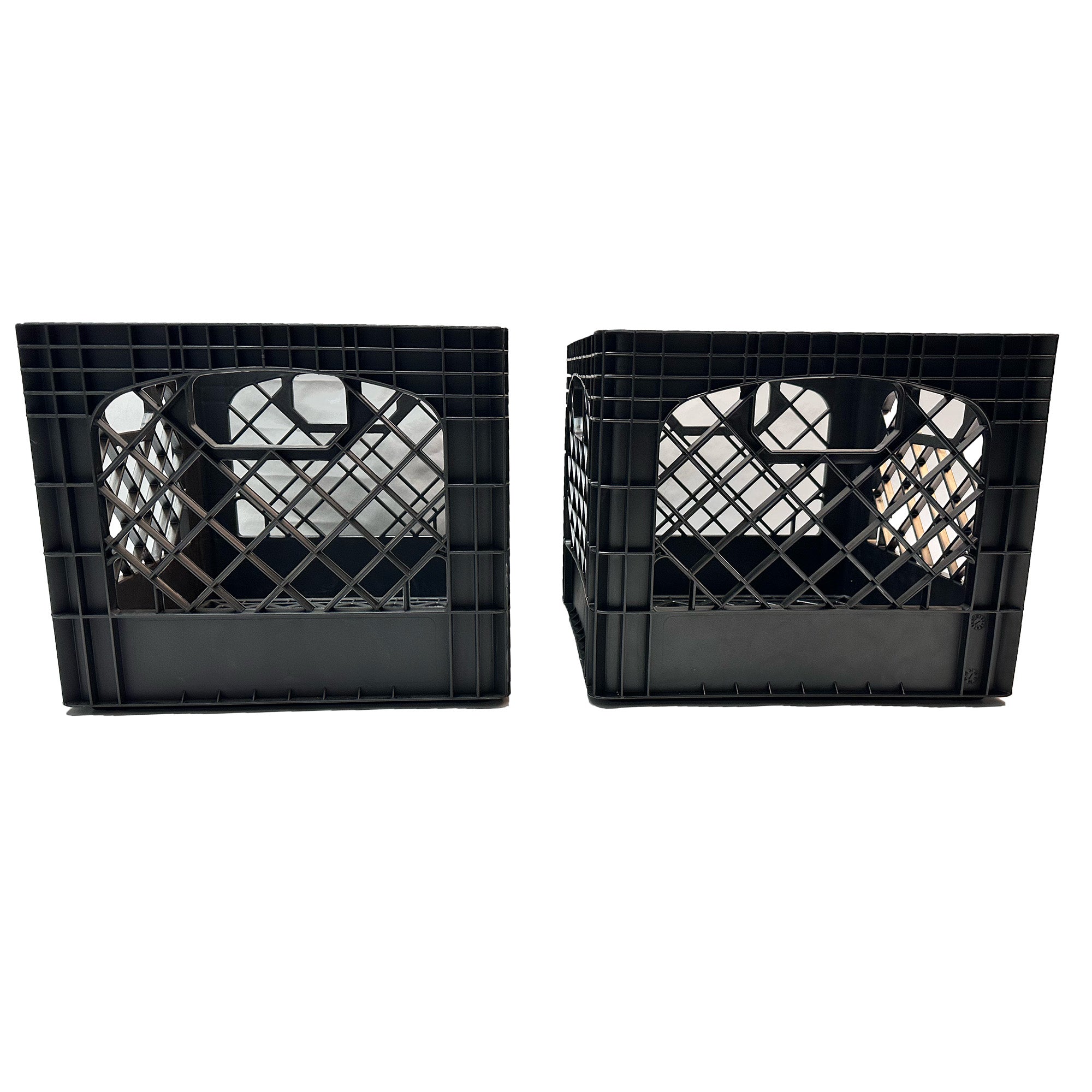 MIRAMAR Milk Crate, Stackable Plastic Storage with Handles, 16 Qt, Black, 4 Pack