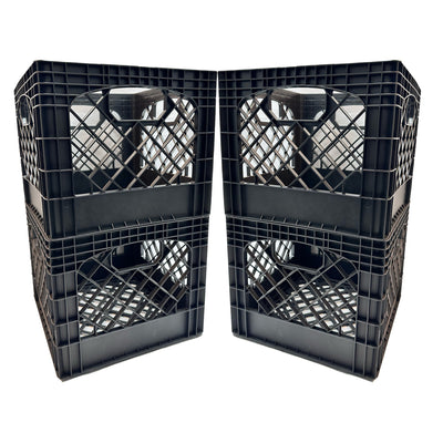 MIRAMAR Milk Crate, Stackable Plastic Storage with Handles, 16 Qt, Black, 4 Pack