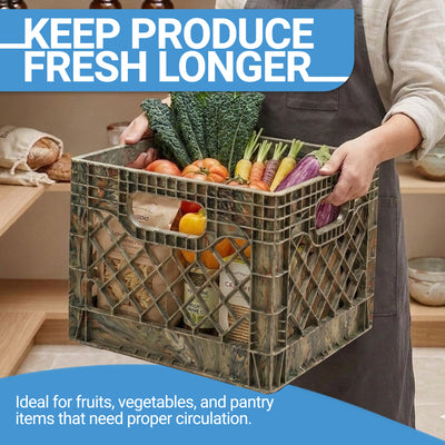 MIRAMAR Milk Crate, Stackable Plastic Storage with Handles, 16 Qt, (Open Box)