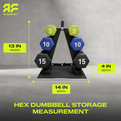 Aurorafy Neoprene Dumbbell Workout Set w/ Rack, 5lbs, 10lbs, & 15lbs, Multicolor