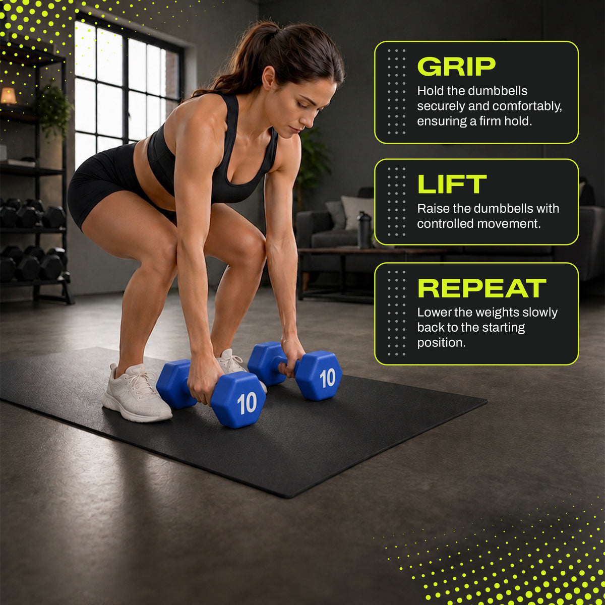 Aurorafy Neoprene Dumbbell Workout Set w/ Rack, 5lbs, 10lbs, & 15lbs, Multicolor