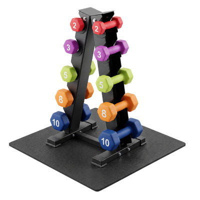 Aurorafy Neoprene Dumbbell Workout Set w/ Rack, 2, 3, 5, 8, & 10lbs, Multicolor
