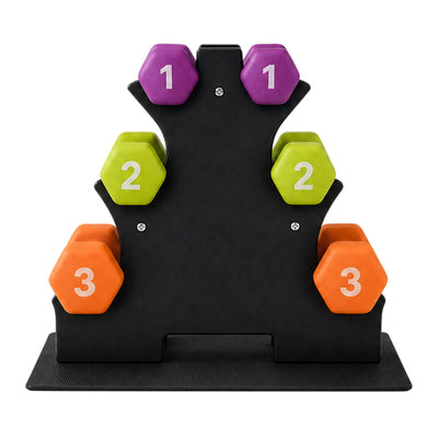 Aurorafy Neoprene Dumbbell Workout Set & Rack, 1 lbs, 2 lbs, & 3 lbs, Multicolor