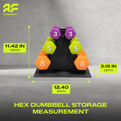 Aurorafy Neoprene Dumbbell Workout Set with Rack, 3lbs, 5lbs, & 8lbs, Multicolor