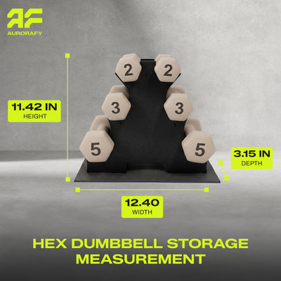 Aurorafy Neoprene Dumbbell Workout Set with Rack, 2 lbs, 3 lbs, & 5 lbs, Beige