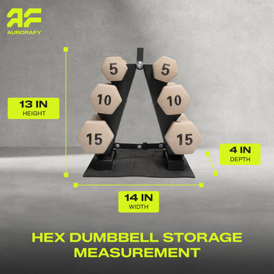 Aurorafy Neoprene Dumbbell Workout Set with Rack, 5 lbs, 10 lbs, & 15 lbs, Beige