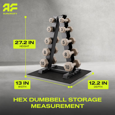 Aurorafy Neoprene Dumbbell Workout Set with Rack, 2, 3, 5, 8, & 10lbs, Beige