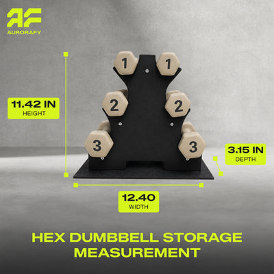 Aurorafy Neoprene Dumbbell Workout Set with Rack, 1 lbs, 2 lbs, & 3 lbs, Beige