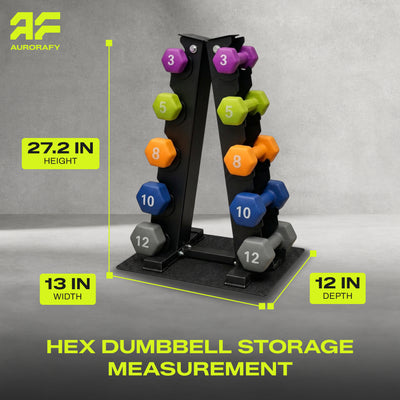 Aurorafy Neoprene Dumbbell Workout Set w/ Rack, 3, 5, 8 ,10, & 12lbs, Multicolor
