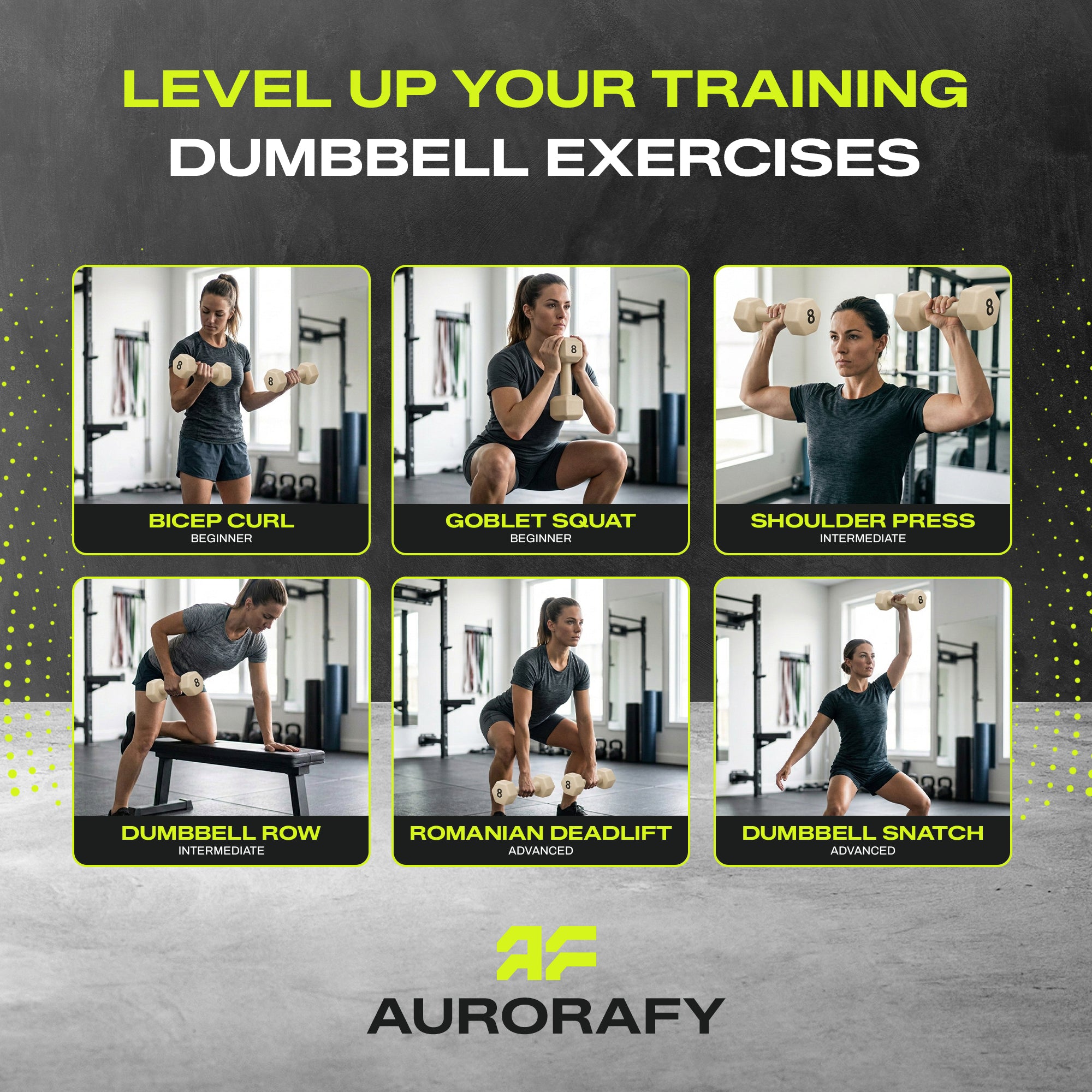Aurorafy Neoprene Dumbbell Workout Set with Rack, 3, 5, 8 ,10, & 12 lbs, Beige