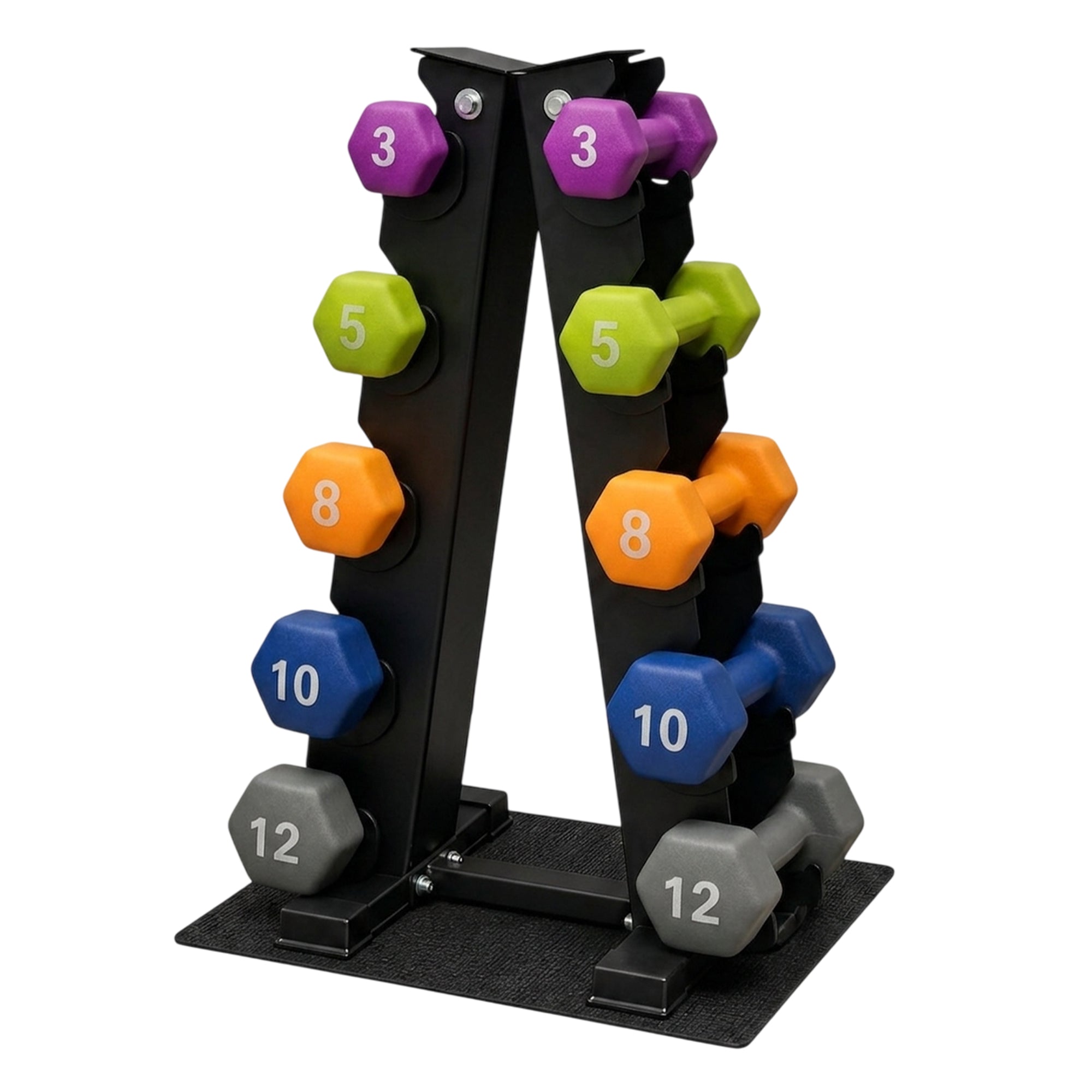 Aurorafy Neoprene Dumbbell Workout Set w/ Rack, 3, 5, 8 ,10, & 12lbs, Multicolor