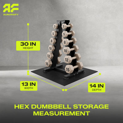 Aurorafy Neoprene Dumbbell Set w/ Rack, Pairs of 3, 5, 8, 10, 12, 15 lb Weights