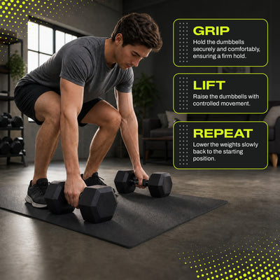 Aurorafy Hex Dumbells, Rubber Encased Strength Training Weight Set, 15 lb Pair
