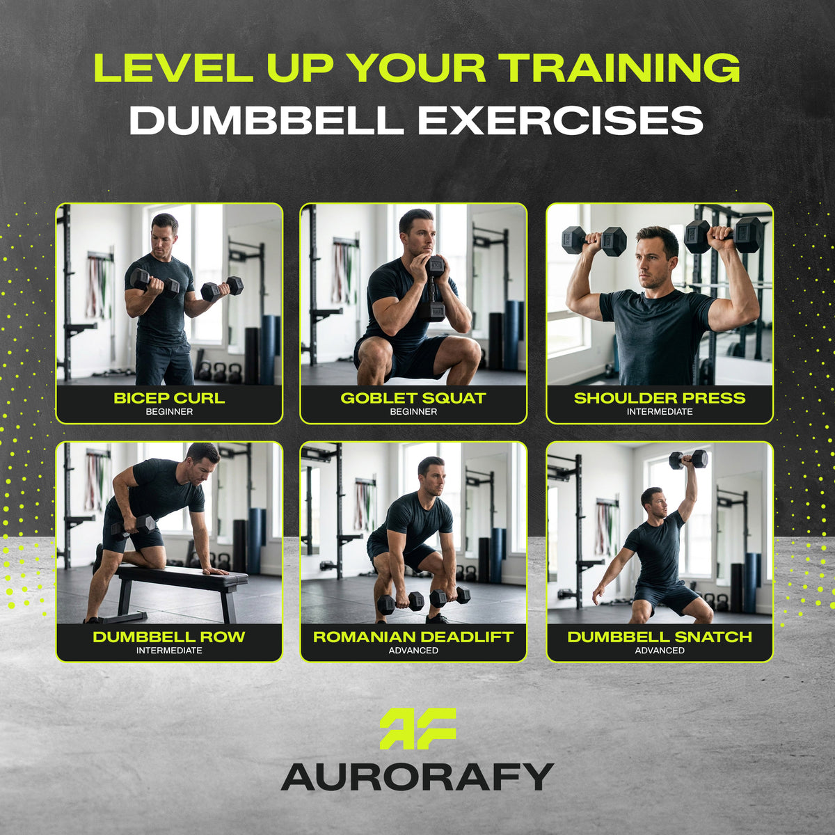 Aurorafy Hex Dumbells, Rubber Encased Strength Training Weight Set, 15 lb Pair