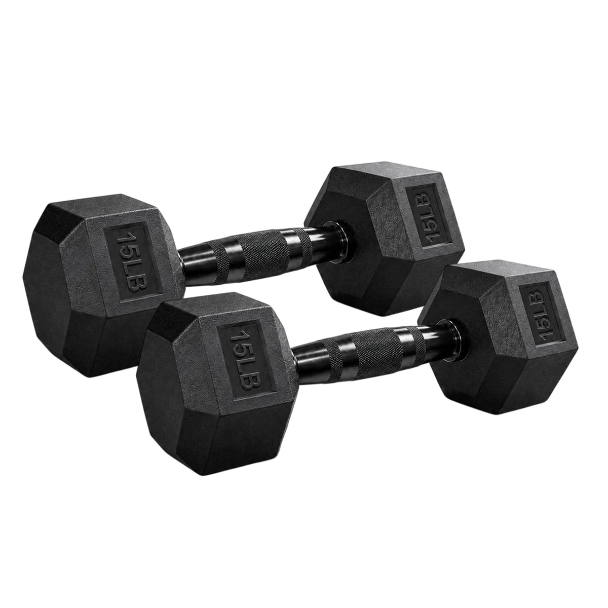 Aurorafy Hex Dumbells, Rubber Encased Strength Training Weight Set, 15 lb Pair