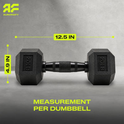 Aurorafy Hex Dumbells, Rubber Encased Strength Training Weight Set, 20 lb Pair