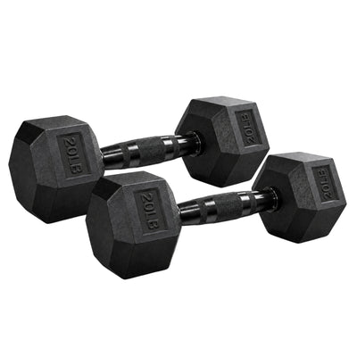 Aurorafy Hex Dumbells, Rubber Encased Strength Training Weight Set, 20 lb Pair