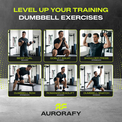 Aurorafy Hex Dumbells, Rubber Encased Strength Training Weight Set, 25 lb Pair