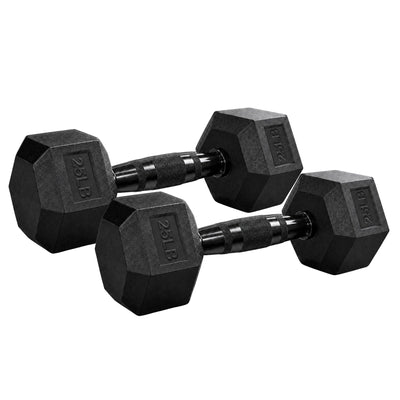 Aurorafy Hex Dumbells, Rubber Encased Strength Training Weight Set, 25 lb Pair