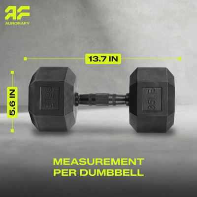 Aurorafy Hex Dumbells, Rubber Encased Strength Training Weight Set, 35 lb Pair - VMInnovations