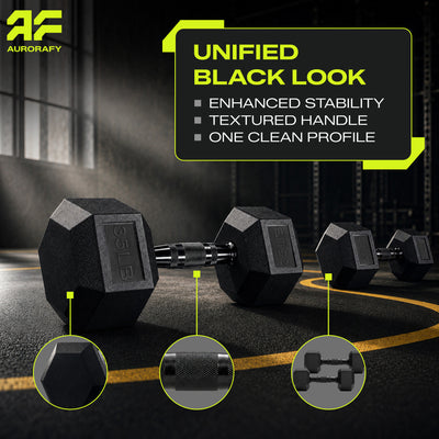 Aurorafy Hex Dumbells, Rubber Encased Strength Training Weight Set, 35 lb Pair - VMInnovations