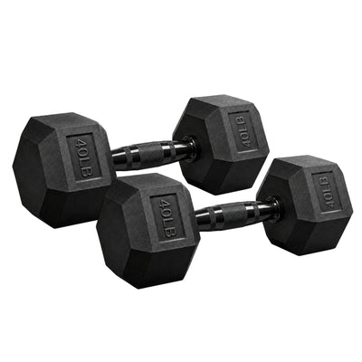 Aurorafy Hex Dumbells, Rubber Encased Strength Training Weight Set, 40 lb Pair