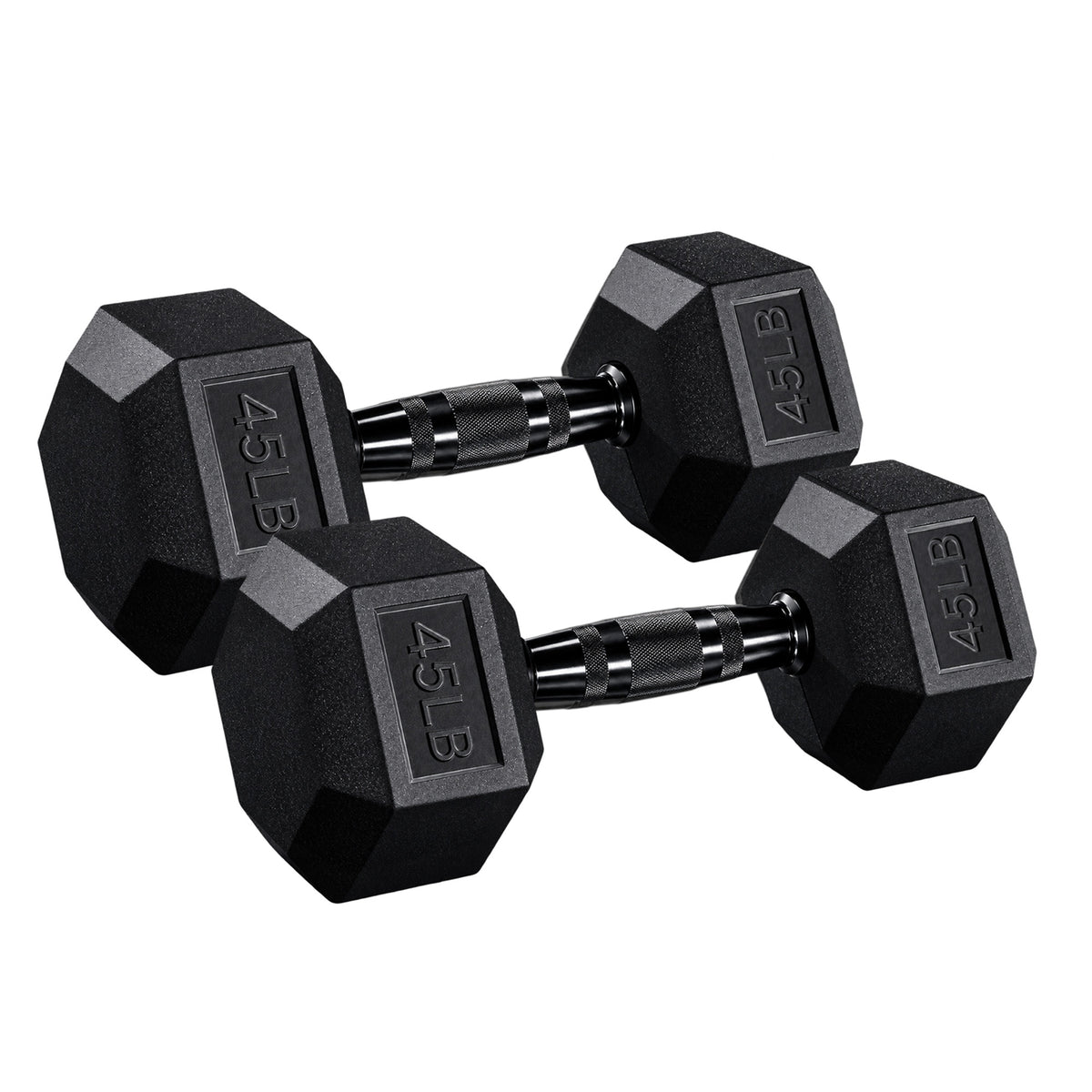 Aurorafy Hex Dumbells, Rubber Encased Strength Training Weight Set, 45 lb Pair