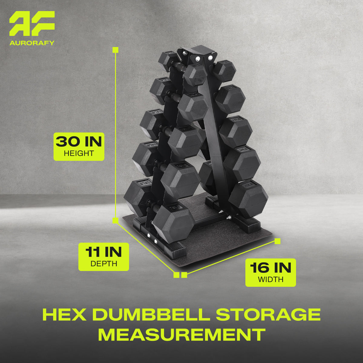 Aurorafy Rubber Encased Hex Dumbbell Set, 5lb, 10lb, 15lb, 20lb, 25lb Pairs