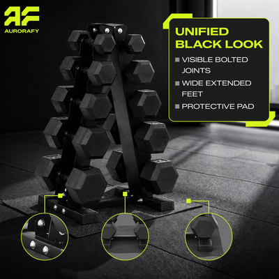 Aurorafy Rubber Encased Hex Dumbbell Set, 5lb, 10lb, 15lb, 20lb, 25lb Pairs