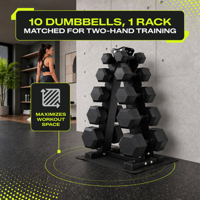 Aurorafy Rubber Encased Hex Dumbbell Set, 5lb, 10lb, 15lb, 20lb, 25lb Pairs