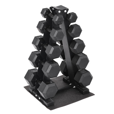 Aurorafy Rubber Encased Hex Dumbbell Set, 5lb, 10lb, 15lb, 20lb, 25lb Pairs