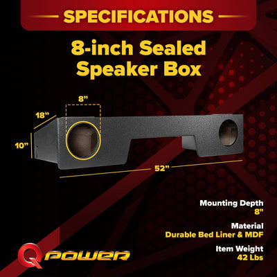 QPower Dual 8" Speaker Box for GMC/Chevy Double Cab 2007-2018 Sierra/Silverado - VMInnovations