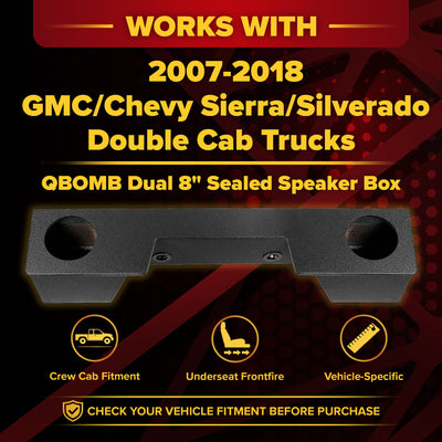 QPower Dual 8" Speaker Box for GMC/Chevy Double Cab 2007-2018 Sierra/Silverado - VMInnovations