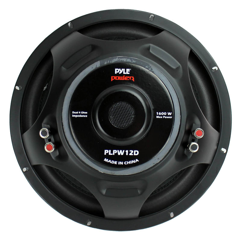 PYLE PLPW12D 12" 1600W 4Ohm DVC Black Car Stereo Audio Power Subwoofer Dual Coil