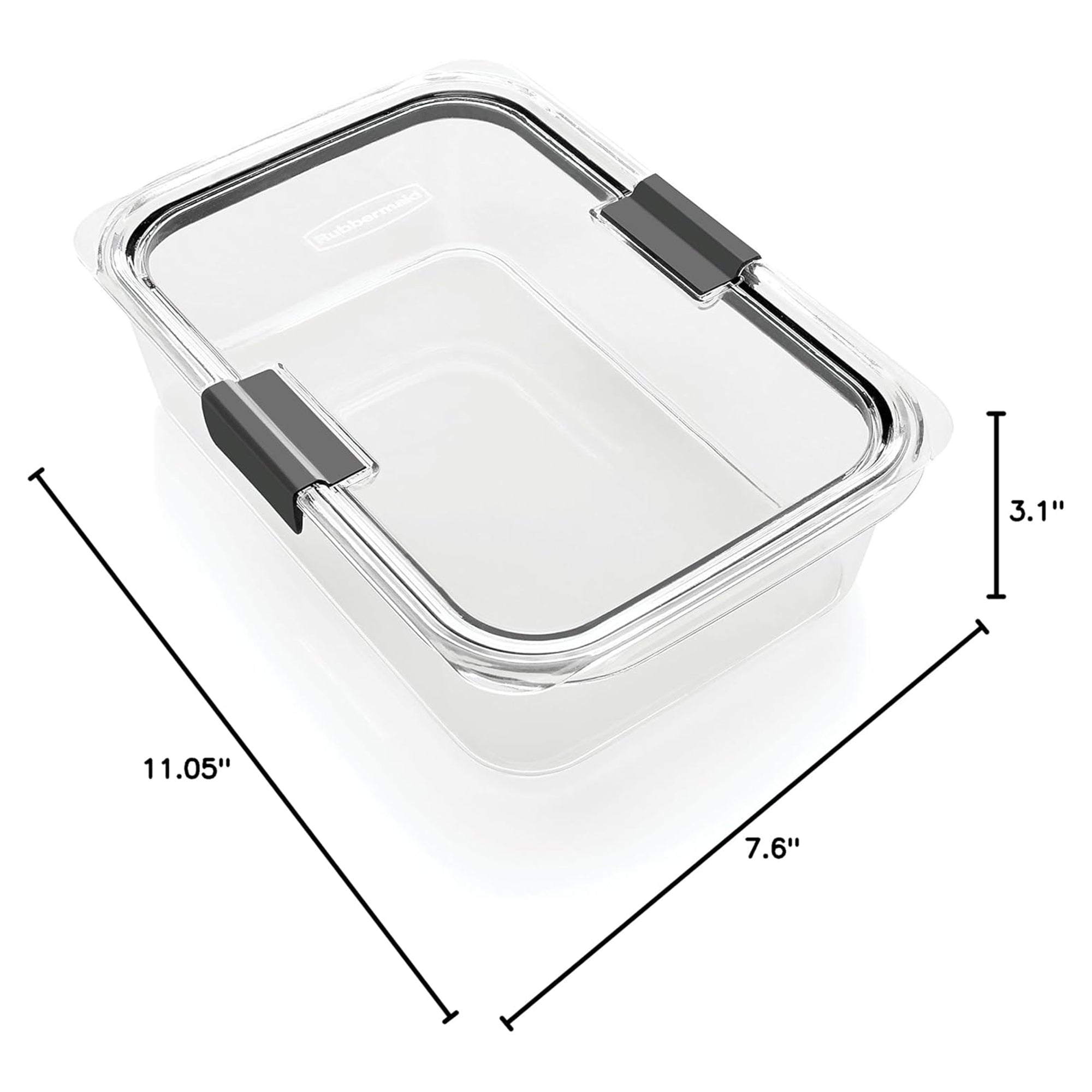 Rubbermaid Brilliance Large Airtight Food Storage Container, 9.6 Cup, Clear/Gray