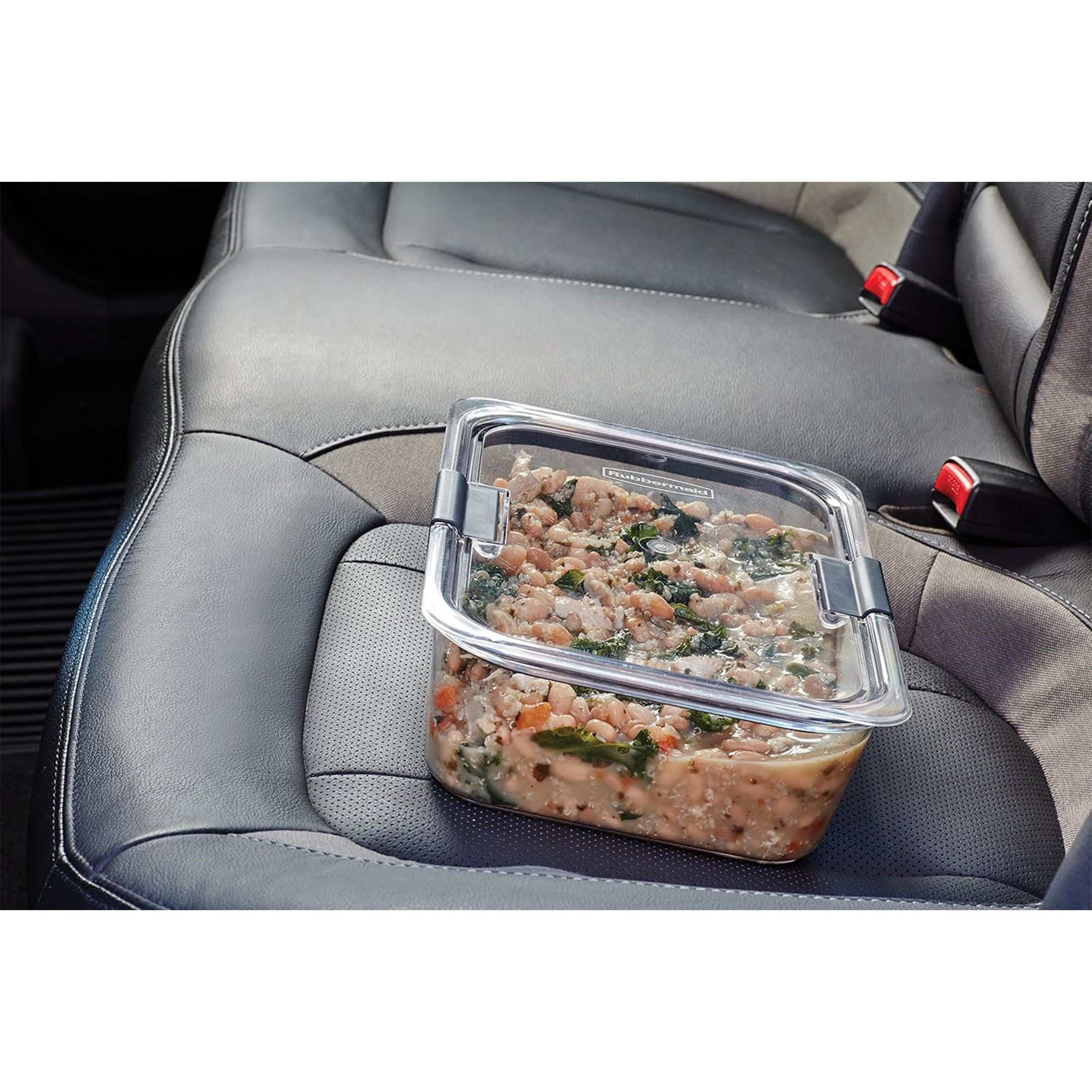 Rubbermaid Brilliance Large Airtight Food Storage Container, 9.6 Cup, Clear/Gray