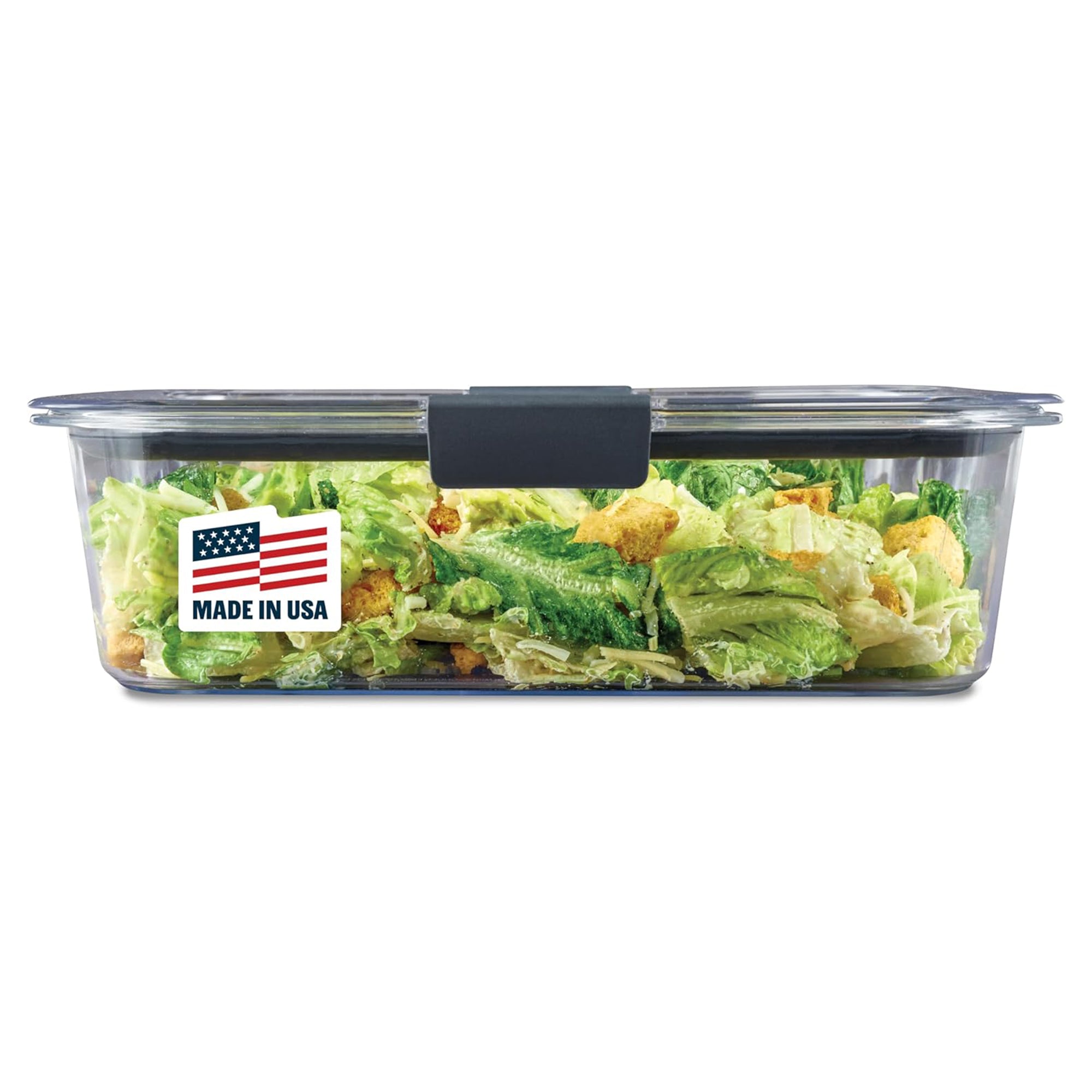 Rubbermaid Brilliance Large Airtight Food Storage Container, 9.6 Cup, Clear/Gray