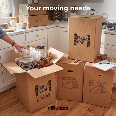 UBMOVE Double Wall Kitchen Moving & Packing Boxes, 18" x 18" x 28", 4 Pack - VMInnovations