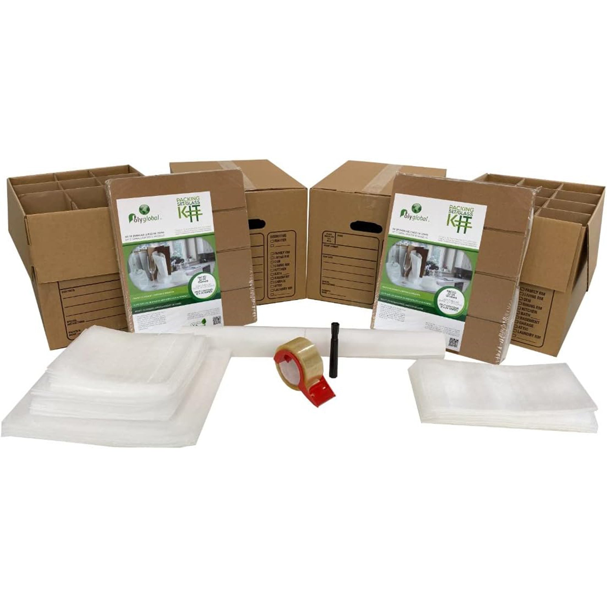 UBMOVE Kitchen Moving Kit, 4 Corrugated Cardboard Boxes with Packing Supplies