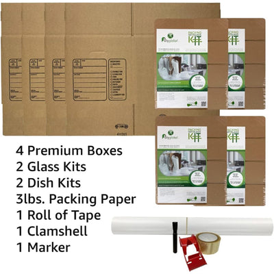 UBMOVE Kitchen Moving Kit, 4 Corrugated Cardboard Boxes with Packing Supplies