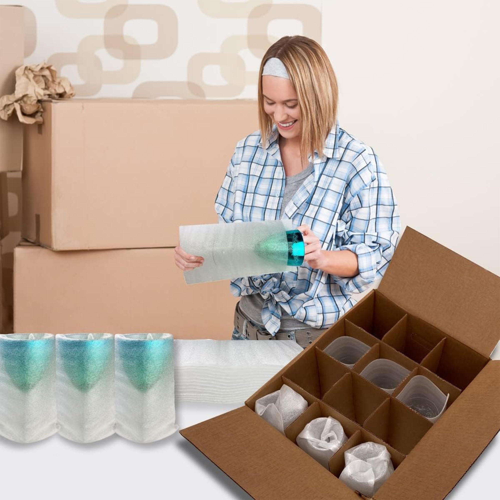 UBMOVE Kitchen Moving Kit, 4 Corrugated Cardboard Boxes with Packing Supplies