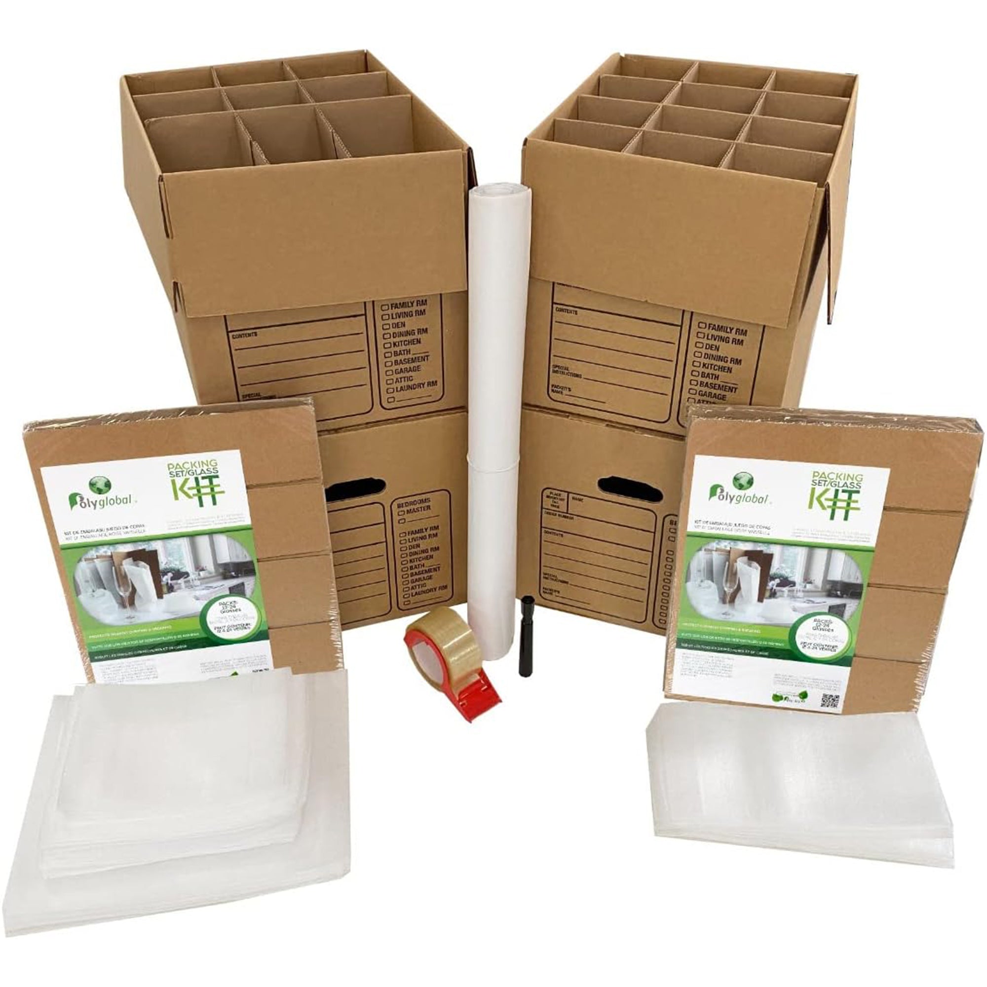 UBMOVE Kitchen Moving Kit, 4 Corrugated Cardboard Boxes with Packing Supplies