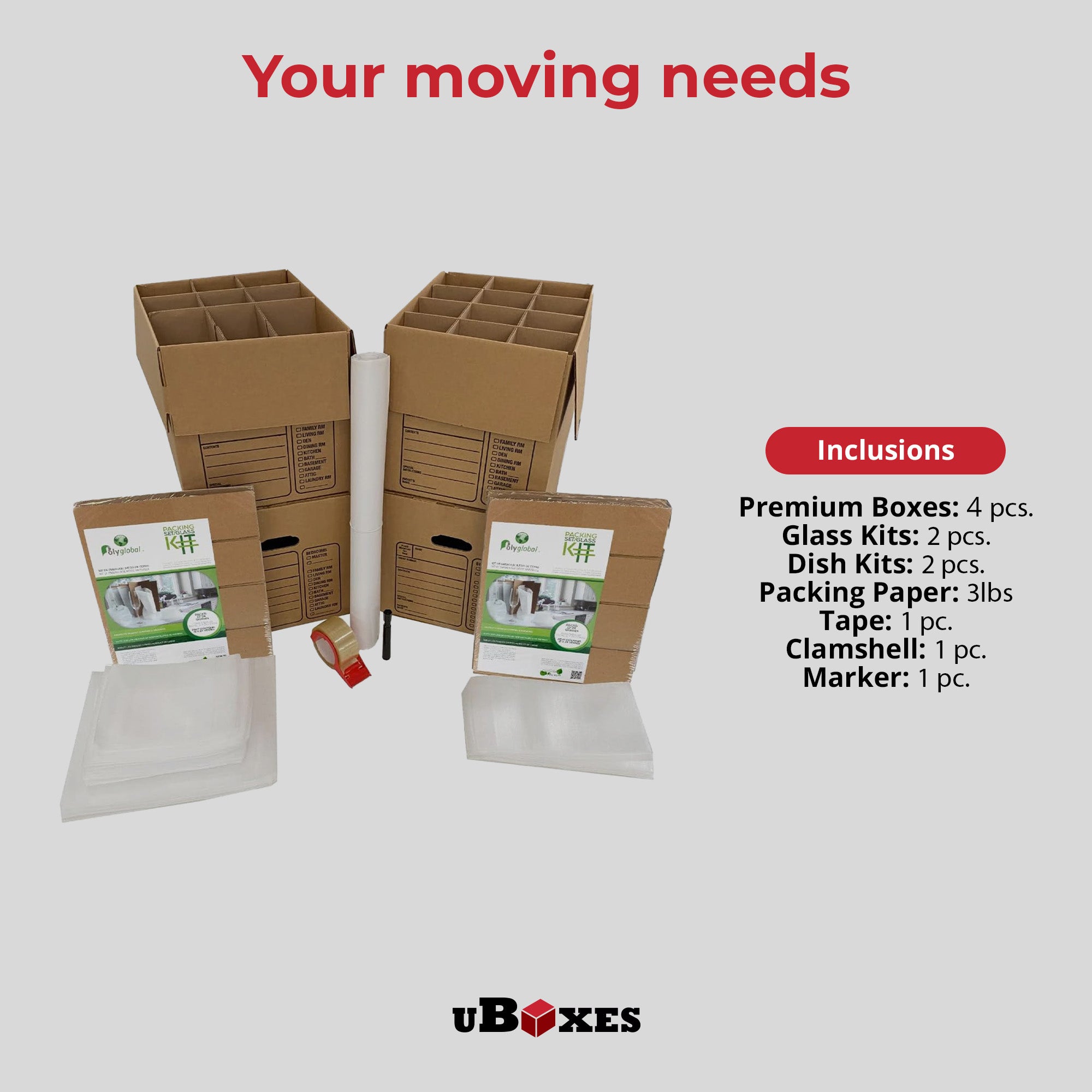 UBMOVE Kitchen Moving Kit, 4 Corrugated Cardboard Boxes with Packing Supplies - VMInnovations