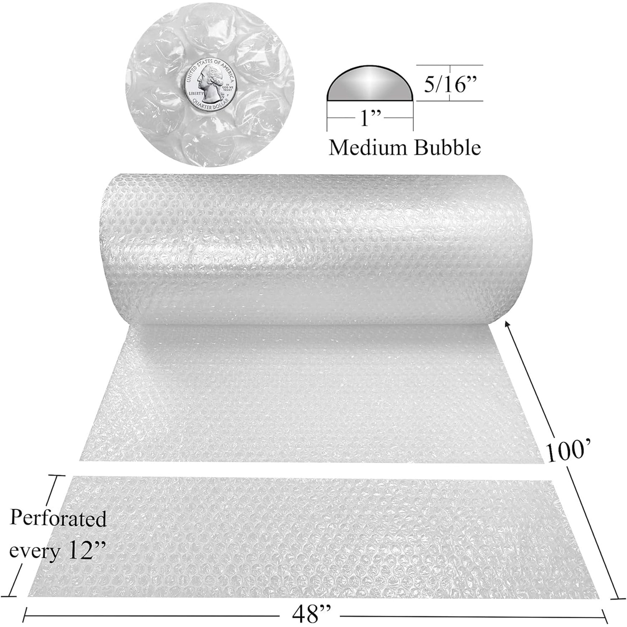 uBoxes Medium Bubble Wrap Roll for Packing, Wrapping & Shipping (Open Box)