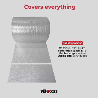 uBoxes Medium Bubble Wrap Roll for Packing, Wrapping & Shipping (Open Box)