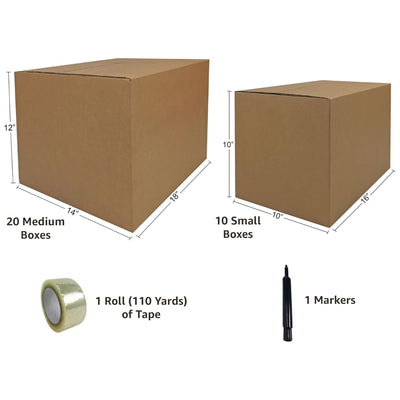 UBMOVE 2 Room Moving Kit, 30 Corrugated Cardboard Boxes with Packing Supplies
