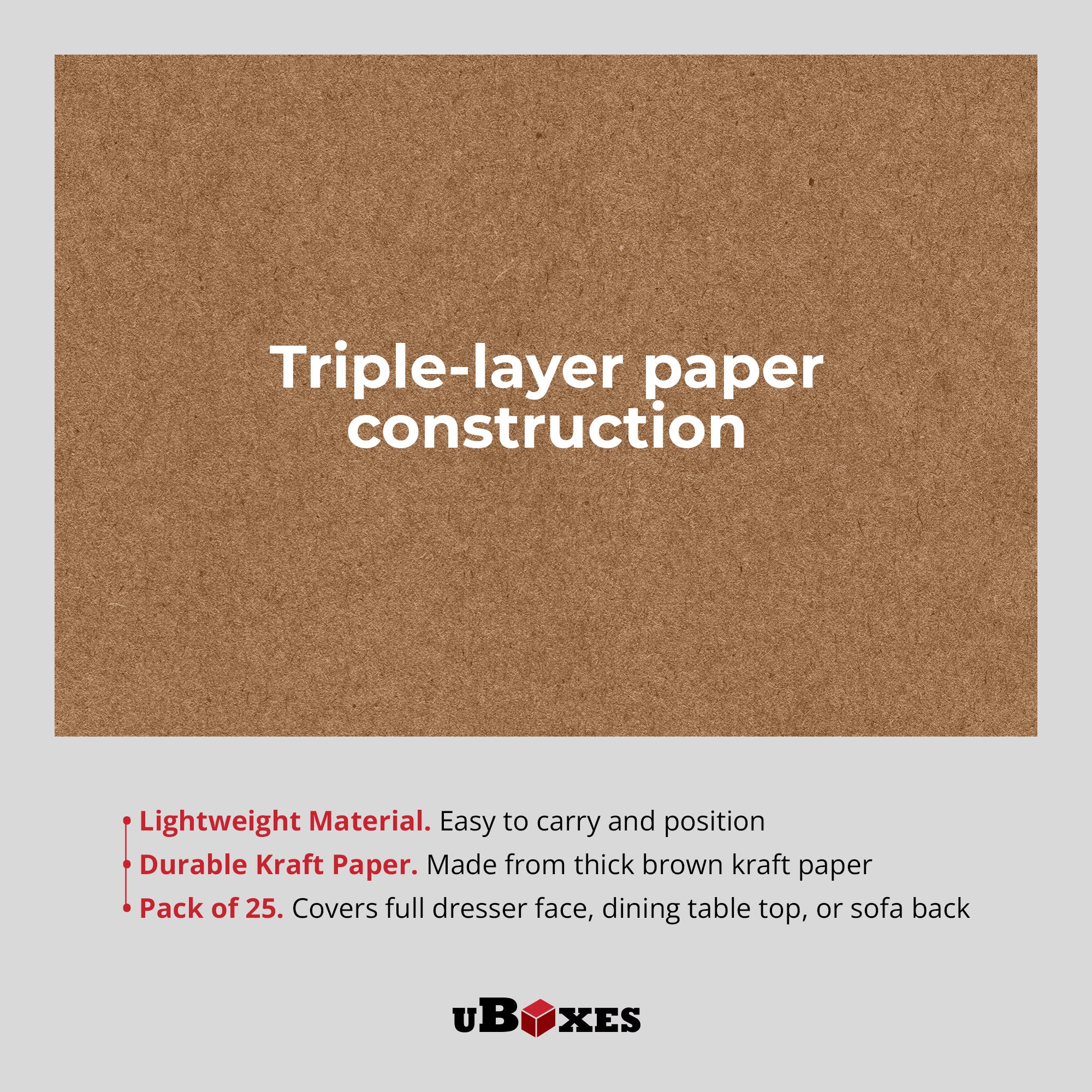 uBoxes 25-Pack Furniture Paper Pads, Floor Protectors for Moving & Packing - VMInnovations