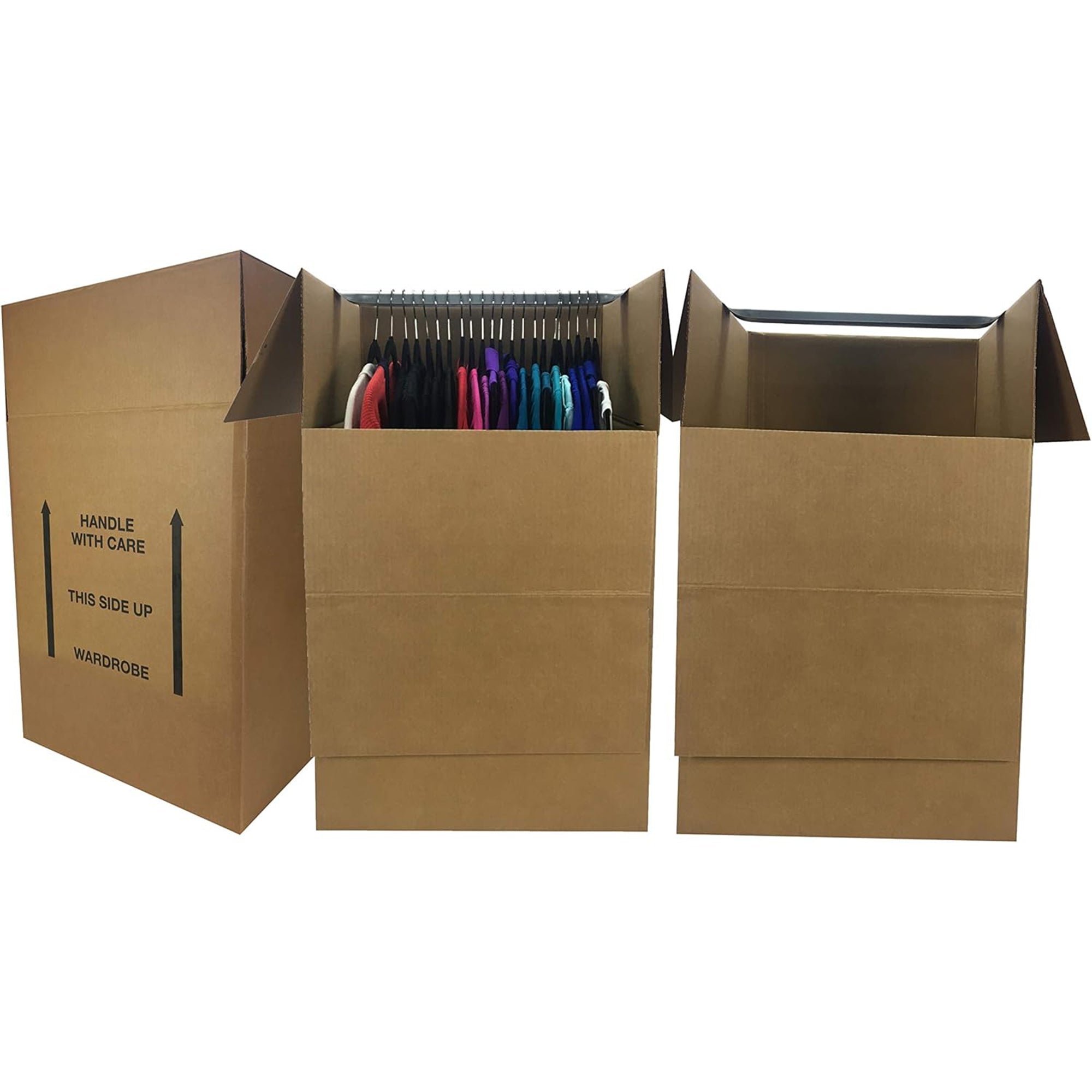 UBMOVE Larger Wardrobe Moving Boxes w/ Hanging Bar, 24" x 24" x 40", 3 Pack